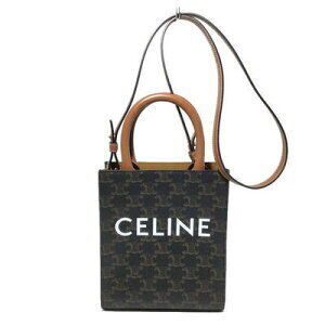 Celine Vertical Cabas Bag Triomphe Canvas Leather Brown